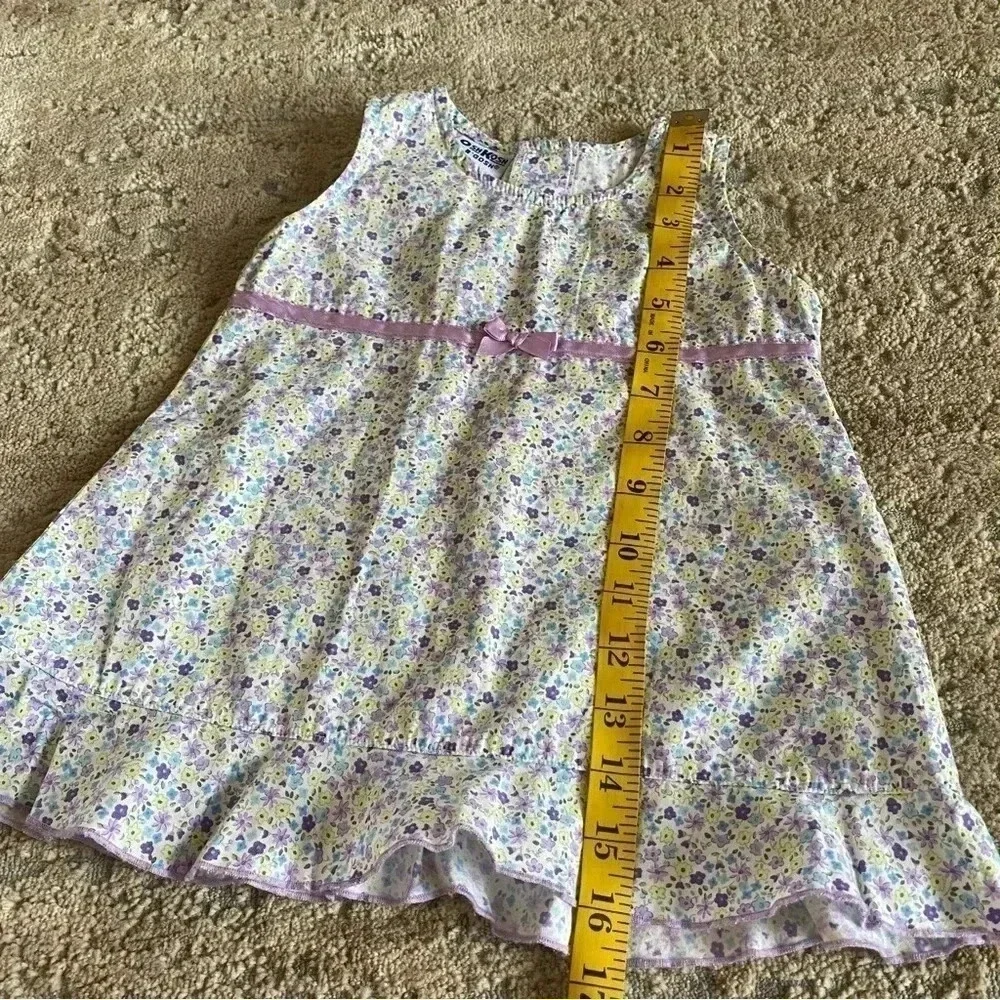 OshKosh B'Gosh Vintage 100% Cotton Floral Sleeveless Girls' Dress Bow: 18mos